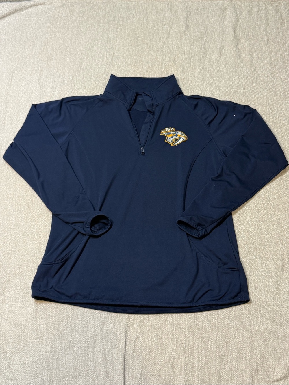 Reebok Nashville Predators NHL 1/4 Zip Pullover Navy Y2K Hockey Jacket